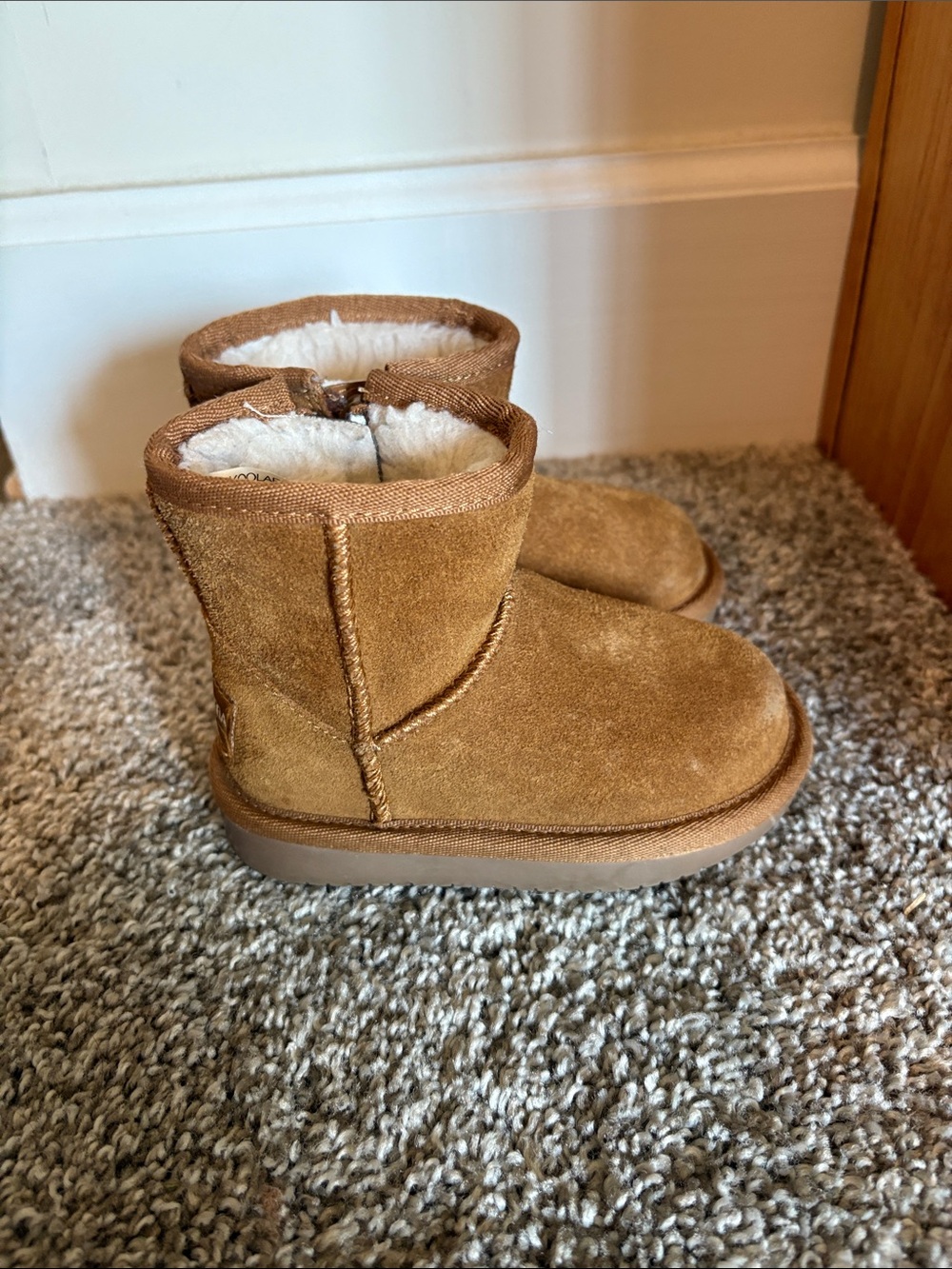 Koolaburra Kids Tan Suede Shearling-Lined Boots